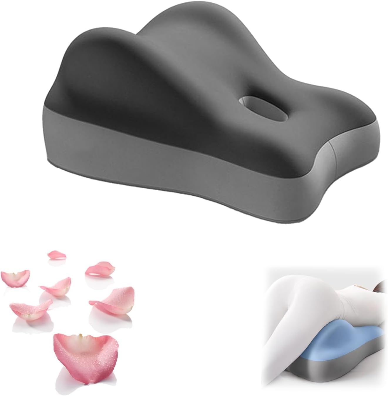 Couples Butt Cushion for Pregnant Women | Ergonomic Sturdy Support Pillow - Multi-Position Comfort for Sitting, Lying & Nursing, Modern Minimalist Design for Home & Office Use (Black)