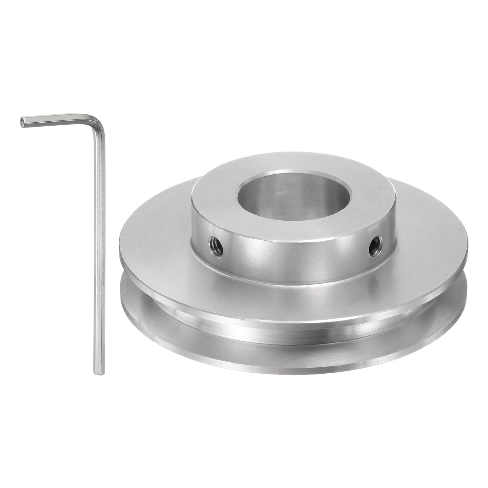 HARFINGTON Single Groove Pulley 18mm Fixed Bore 60mm Outer Diameter Aluminum Alloy with Hex Wrench for Drilling Machine 6mm PU Round Belt