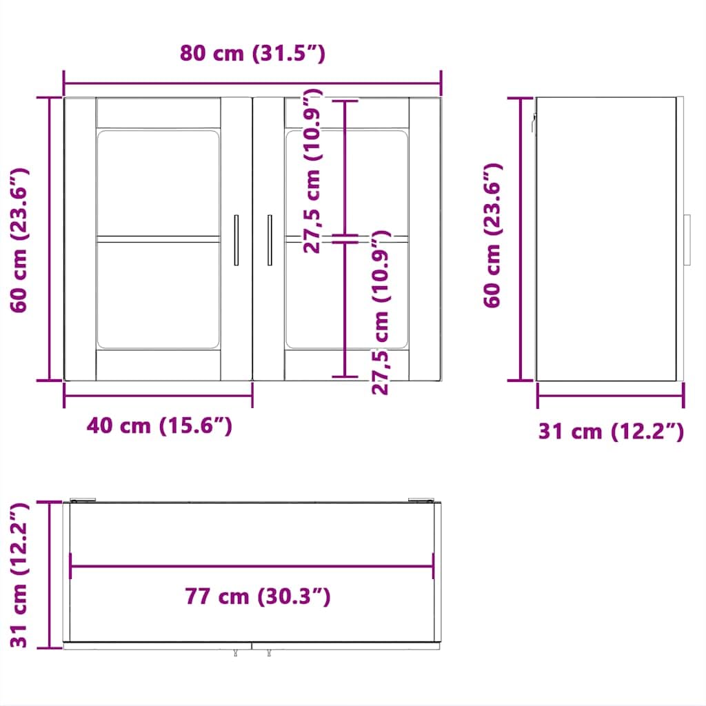 vidaXL Armoire Murale de Cuisine avec Porte en Verre Porto Blanc