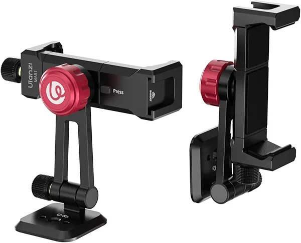ULANZI MA51 Metal Phone Tripod Mount, Phone Clamp with Arca UKA Base, Cold Shoe, Arri Locating Holes, 360° Swivel 180° Tilt, Cell Phone Holder Compatible with iPhone 17 16 15 14 Samsung Cell Phone