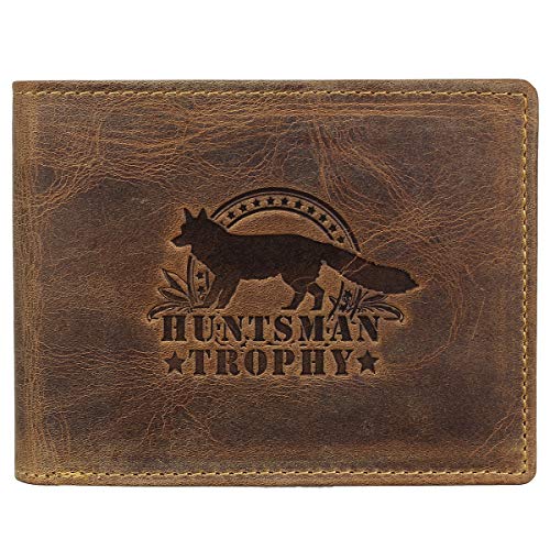 Greenburry Vintage Huntsman Trophy RFID Leder Geldbörse Portemonnaie Geldbeutel Portmonee BV-1705-HT-Fox Fuchs, Farbe:Braun