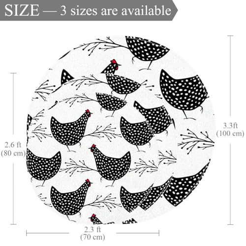 Tapis de salle de bain motif poules 1m idéal devant le canapé