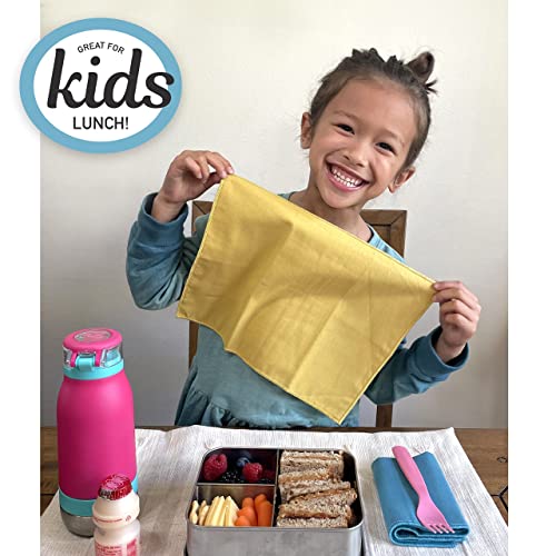 Indi By Kishu Baby - Organic Cloth Napkins - 12 Pack Assorted Earth Tone Colors - Mini Size 12.5 X 9.5 Inches - Ultra Soft, Fairtrade, Gots Certified, 100% Organic Cotton Muslin (Fiesta) #TOP4