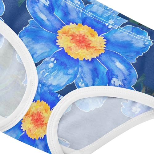 Girls Underwear Toddlers 2t Cotton Girl Panties Cute Pattern Briefs Girls Undies Blue Watercolor Flowers4