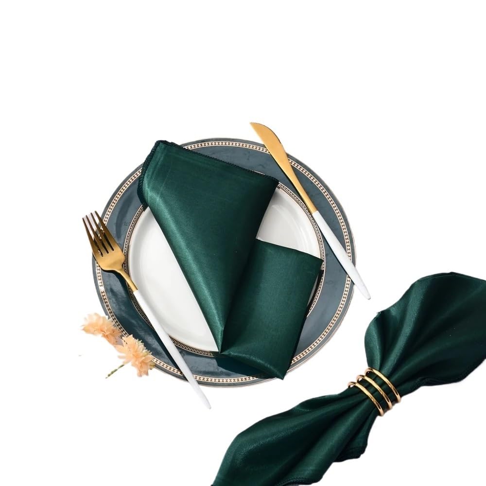 Cloth Dinner Table Napkins, Satin Dinner Napkins Multicolor 50 Pcs(Forest Green)