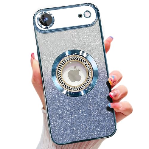 Image of Misscase for iPhone Air Magnetic Glitter Case Compatible with MagSafe,Full Protection Slim Shockproof Case with Camera Lens Protector Plating Bling Cover Case for iPhone 17 Air 6.5 inch Blue