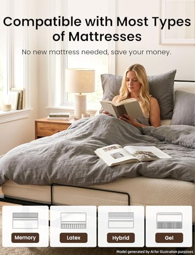 Image of Queen Size Adjustable Bed Frame with Wireless Remote, Zero Gravity & Head & Foot Incline, Heavy-Duty Steel Frame, Whisper-Quiet Motor, Easy Installation (79 inch L x 59 inch W x 12 inch H)