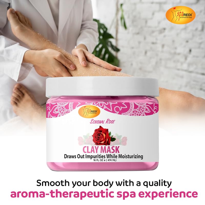 Miniatura 3 de SPA REDI - Máscara de arcilla, rosa sensual, 16 onzas - Pedicura, limpieza profunda corporal, purificación de poros de la piel, desintoxicante,