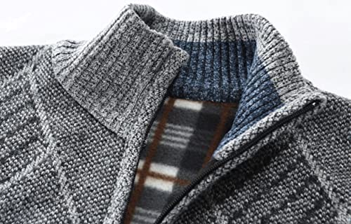 Vtuaol Soft Thick Slim Fleece Lined Knitted Cardigan Sweaters For Men Light Grey Us M #TOP3