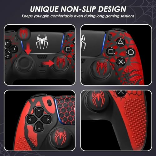 Image of Meyaar Anti-Slip For PS5 Controller Skin, PS5 Controller Accessories, Non-Slip Silicone For PS5 Controller Cover Case with Thumb Grip Gaps, Touch Pad Sticker and Cover Wrap (Pack of 2 (Grid+Textured))