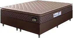 Cama Box Casal Queen Colchão Espuma D33 Pillow Top Millenium 158x198x57cm Suede Marrom Hellen – Suporta Até 120 Kg Por Pessoa