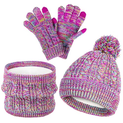 Winter Warmth Set For Kids: Hat, Scarf, Gloves, Ages 5-12, Knitted Beanie And Neck Warmer, Thermal Gloves For Cold Weather2