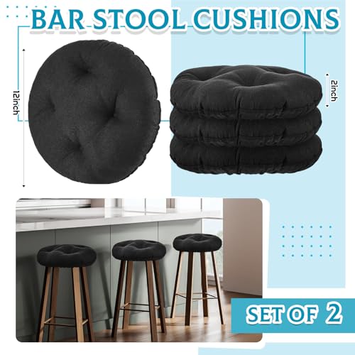Image of Marsui 2 Pieces Bar Stool Cover Non Slip Padded Cushion, 13 Inch, Black