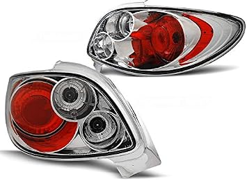 Rear Lights Compatible with Peugeot 206 CC 1998 1999 2000 2001 2002 2 Doors RS-1932 1 Pair Driver And Passenger Side Complete Set Tail Light Assembly Tail Lamp Chrome