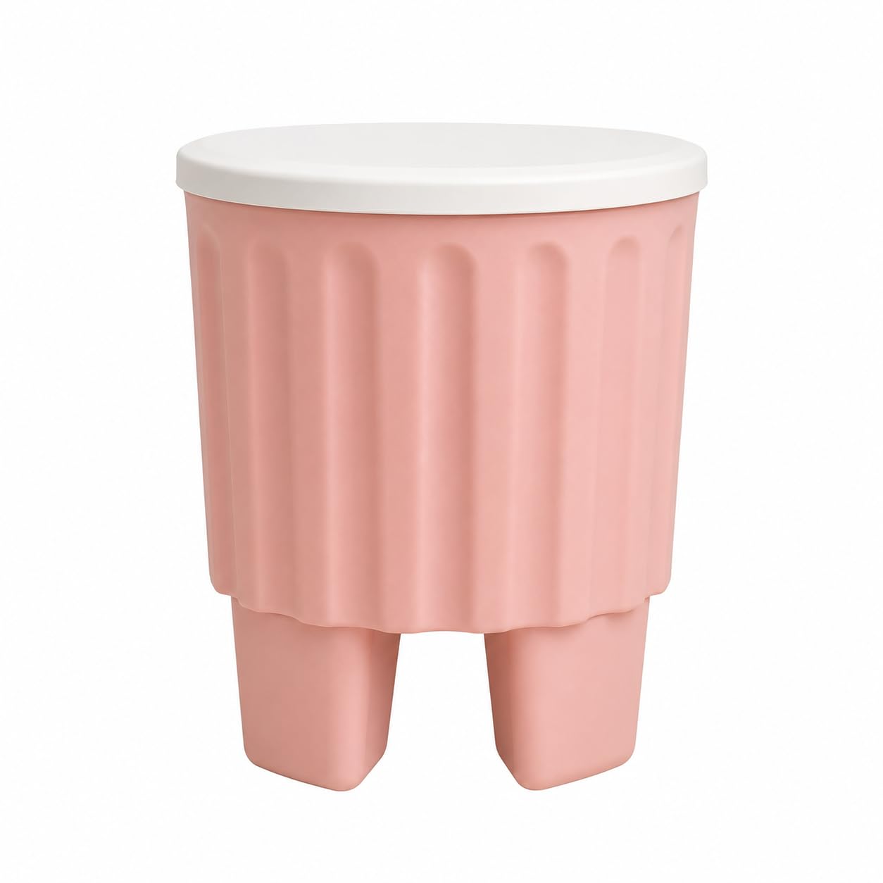 Nestkart Modern Minimalist Plastic Storage Stool with Lid, Multipurpose Footrest Stool, Stackable Round Stool for Living Room, Bedroom,etc, Pink with White Lid (Pack of 1)-image-45