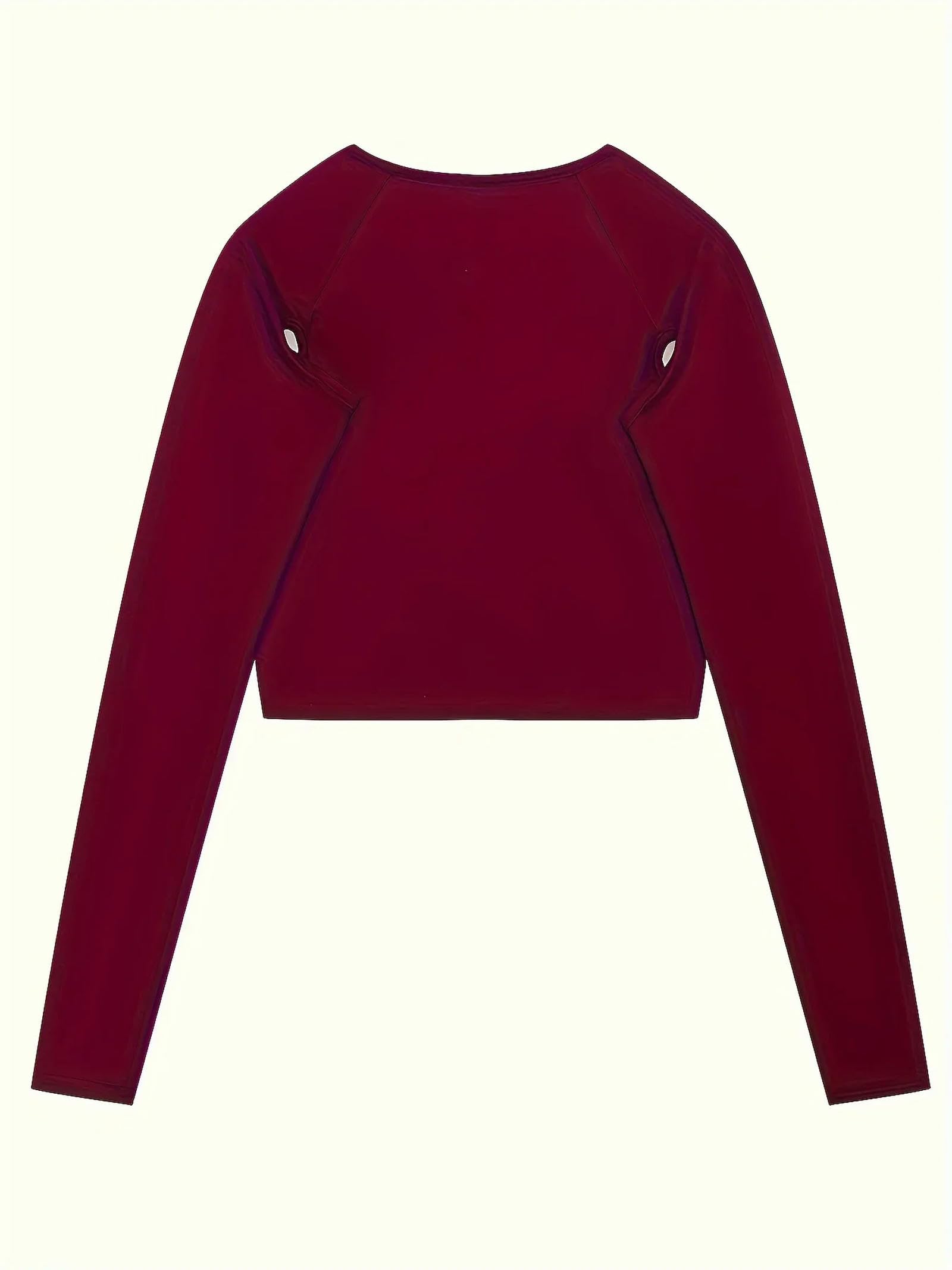Vêtements pour femmes printemps été avec col rond et manches longues rouge XXL
