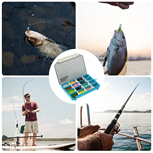 215Pcs Fishing Soft Lures Jig Head Fishing Hooks With Tackle Box,Baits Tackle Soft Plastic Worms Lures Crankbait Jigs Hooks,Saltwater Freshwater Soft Bait And Hook Fishing Kit #TOP5