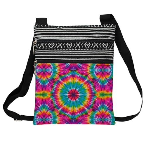 LiuenMgg Tie-dyed Mandala Pattern Messenger Bag Small Ethnic Pattern Adjustable Strap Crossbody Zipper Pouch Tie-dyed Mandala Pattern Phone Organizer Wallet...