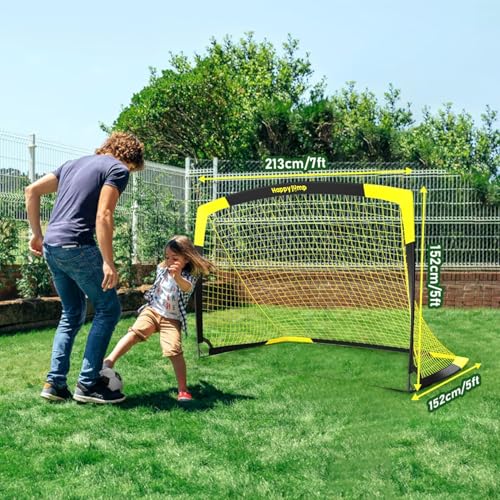 Image of Happy Jump Portable Soccer Goal 7x5 & 5x3.6 FT, Large-Frame Training Net