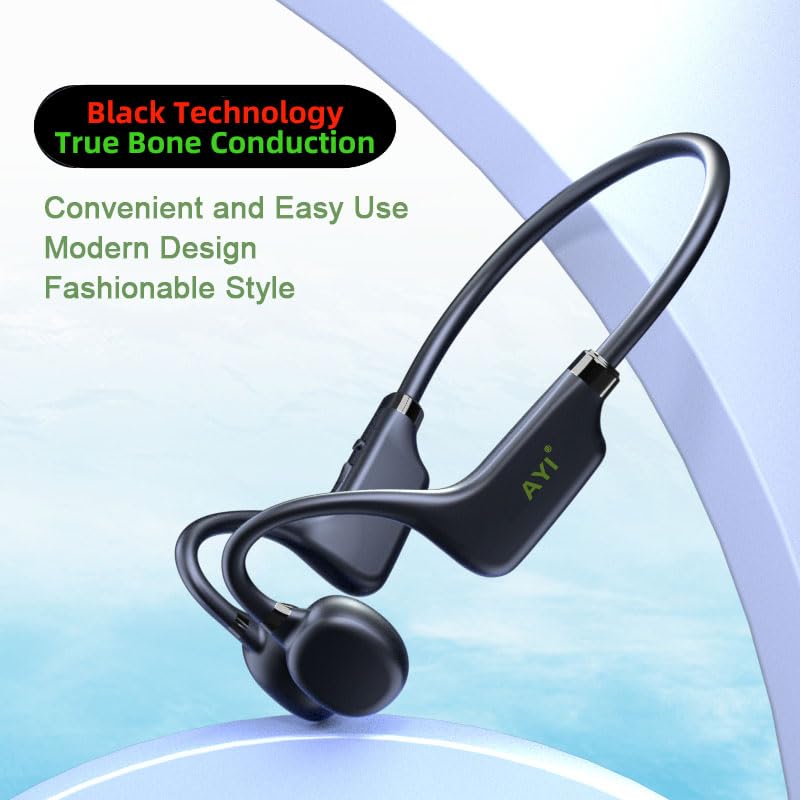 Image of AYI True Bone Conduction Headphones Open Ear Headset Able to be a MP3 Player with Micro Disk Stereo Bluetooth Earphone for Driving Bicycling Running Skiing-X9 Black