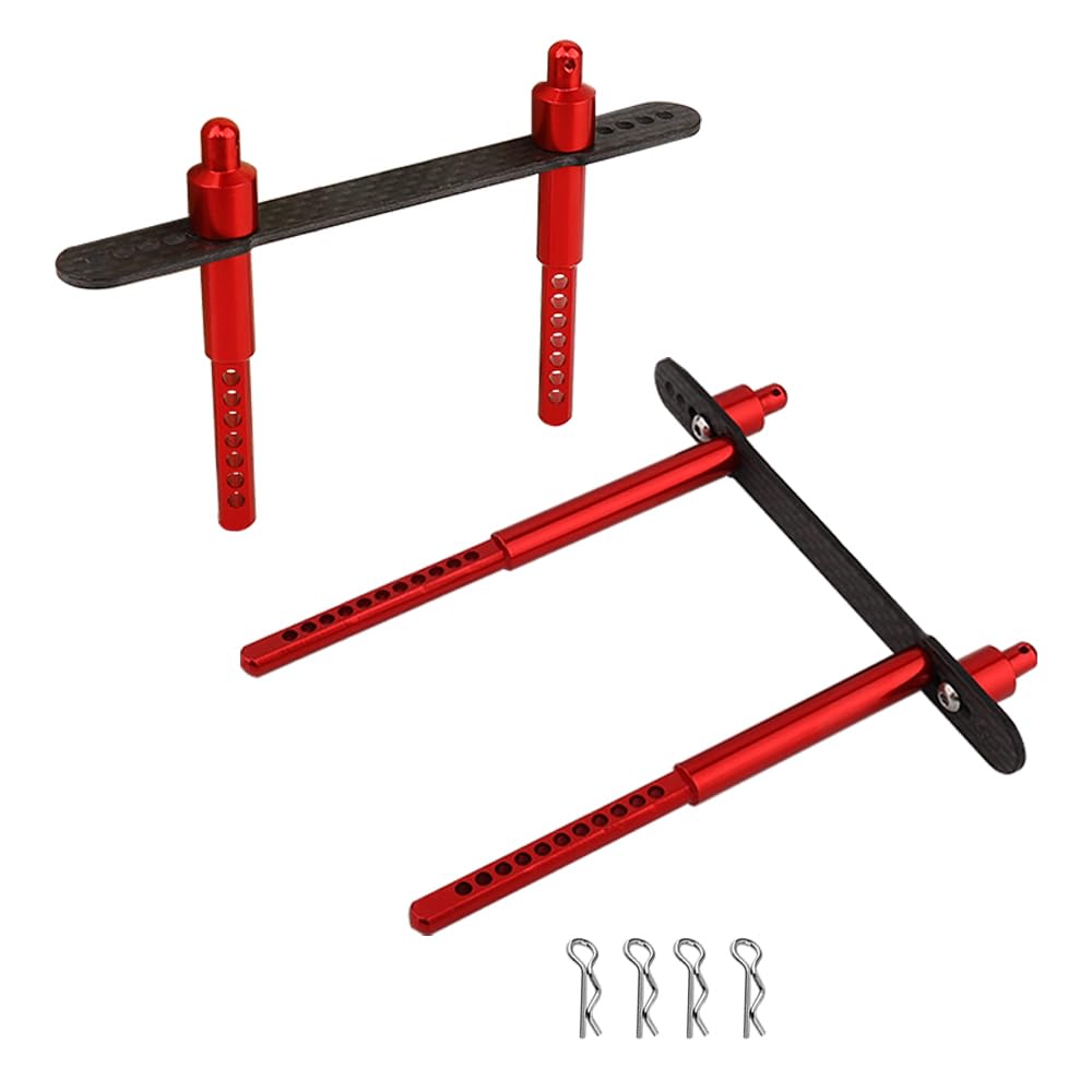 RZXYLRC Aluminum Adjustable Body Post Mounts Front and Rear Shell Column for Axial SCX10 II 90046 90047 1/10 RC Crawler Car Parts (red)