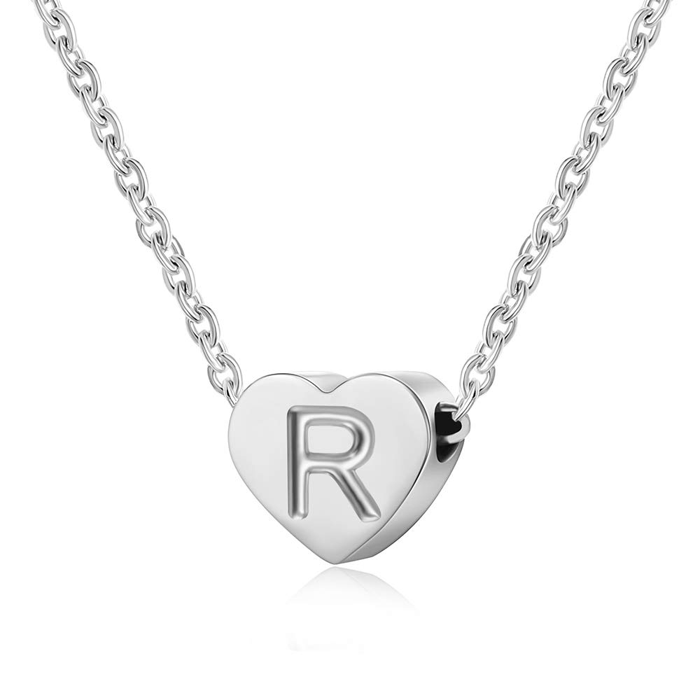 AFSTALRHeart Letter Initial Necklace for Women Silver Personalized Girls Tiny Initial Alphabet Love Choker Necklace