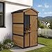 M MCombo Gartenschrank Holz Metgallgestell mit 3 Ablagen, Geräteschuppen Wetterfest, Gartenhaus Outdoor Wasserdicht, Aufbewahrungsschrank für Außenbereich, Garten & Terrasse, 2750 (Natur)