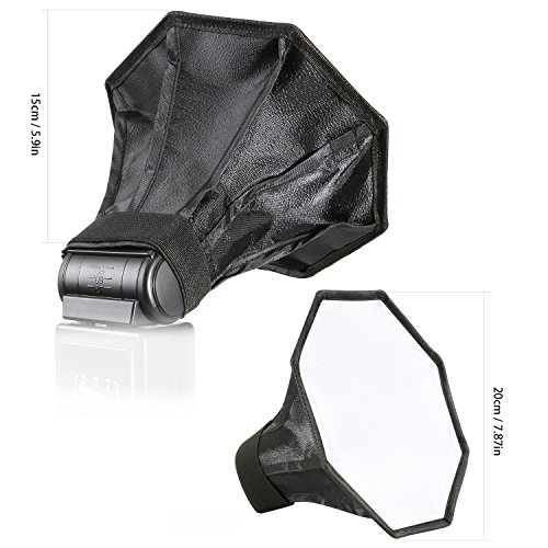 BLITZ Softbox Speedlight Diffusor Kit - 20cm Achteck Softbox + 20x15cm Softbox für Blitzgerät, Universalhalterung für Canon Nikon Sony