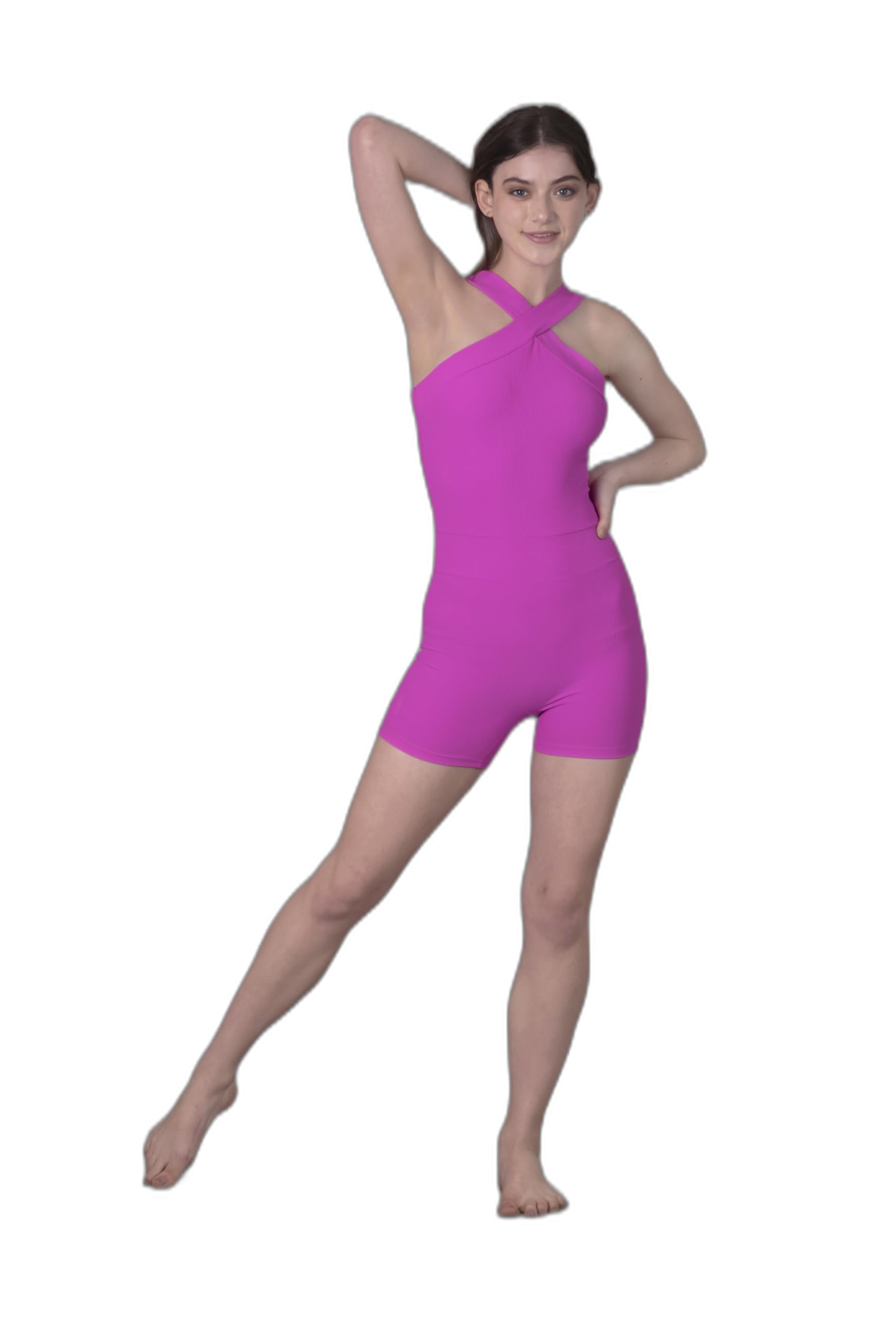 Front Crossover Ribbed red Padded Legsuit for Women |Swimming Suit for Women-image-23