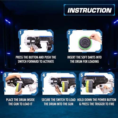 Image of Aditi Toys Street Viper Big Blaster Motorized Dart Gun Toy Includes 50 Soft Foam Bullet Darts, 60-Foot Firing Range, Rechargeable Electric Battery Design for Boys Girls, Above 5+ Age(Grey-Black)