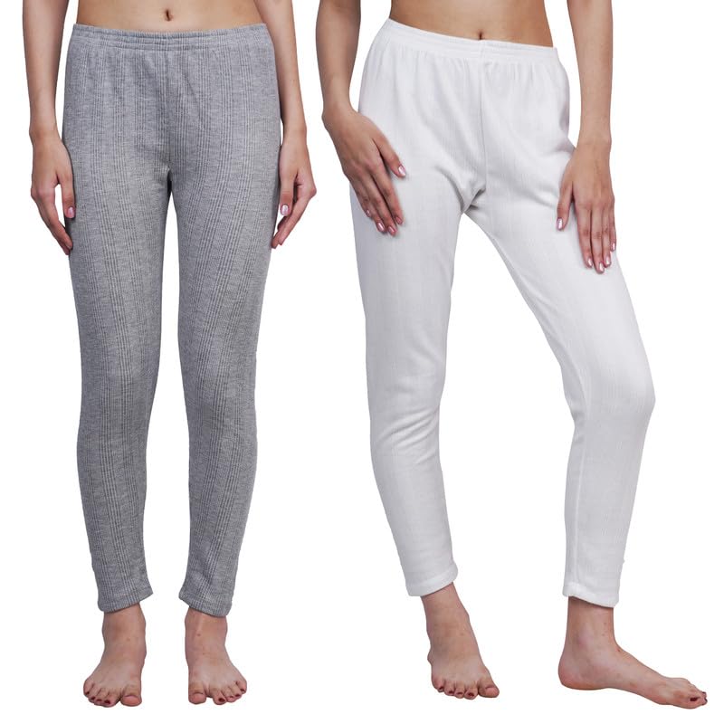 wako Women Thermal Pajama Lite Grey White Cotton Blend Bottom Wear Warm Comfortable Body Warmer Full Length Thermal Pants Winter Innerwear for Ladies Daily Cold Weather Use-picture-43