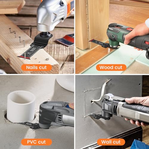 Oszillierende Sägeblätter 10PCS,Multitool Sägeblätter,Bi-Metall,zum Schneiden von Metall, Holznägeln, Schrauben Universal Schnellwechsel Oszillierendes Zubehör