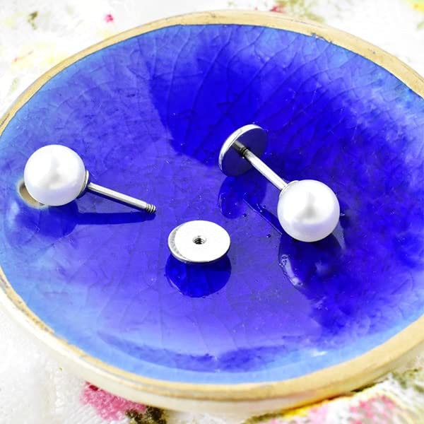ComfyEarrings Pearl Studs with Comfy Flat Back4