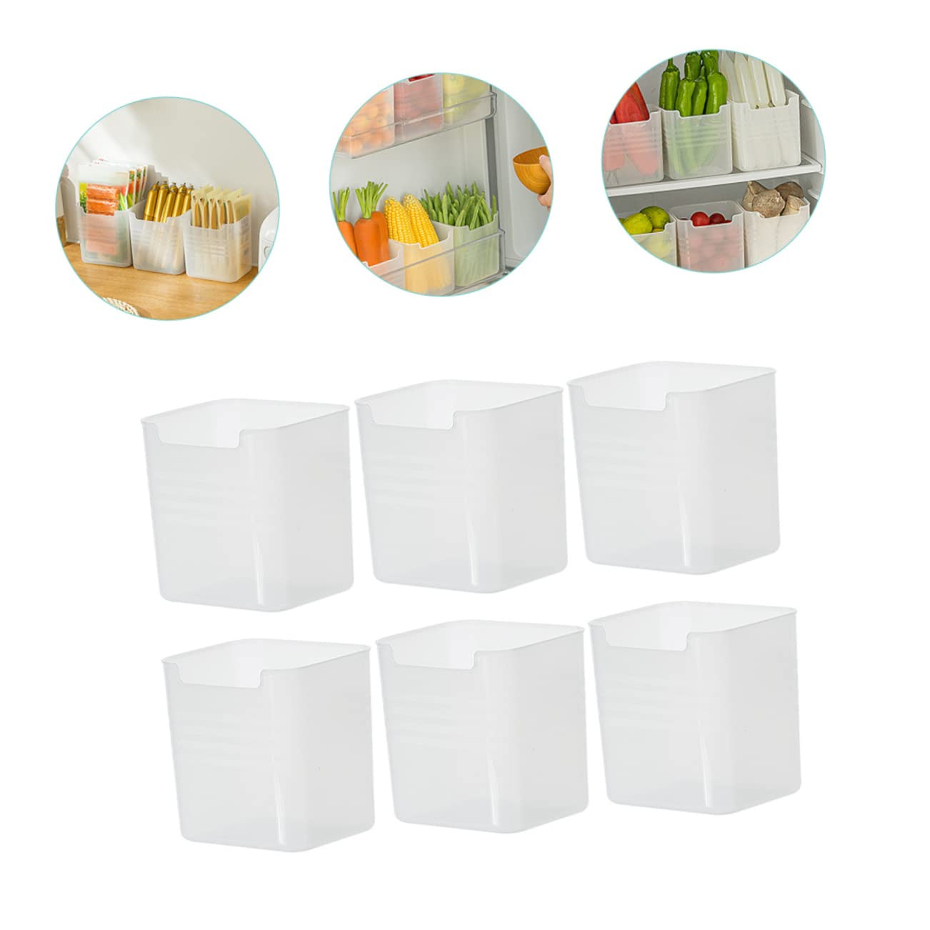 Mikinona Organizador Lateral para Refrigerador, 6 Contenedores de Almacenamiento PP, Apilables, Asas Laterales, Gran Capacidad para Nevera | Asas Laterales Integradas, para Entrada y Armarios, Formato Largo para Organización Doméstica