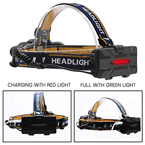 Lanterna de cabeça recarregável lanterna 6000 lúmen 7 LED 8 modos, USB e baterias Faróis de lanterna