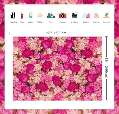 Fondo Fotográfico Rosa con Flores 10x8FT (120x96 inch) miniatura 6