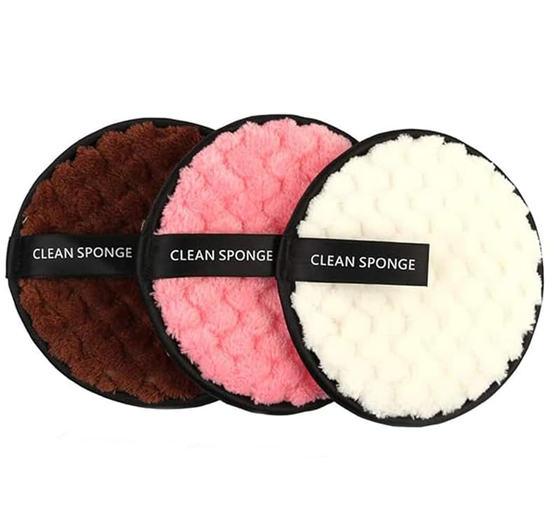 URBAN BOX Makeup Remover Sponge Reusable Rounds Soft Facial Cleaning Puffs Towels Double-Side Washable Make Up Removing Cloth Microfiber Multi-Function (Pack Of 3)-image-29