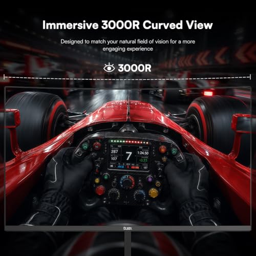 Image of 24 Inch Curved Gaming Monitor 180Hz Immersion, MPRT 1ms, 98% sRGB HDR FHD1080P Computer Monitor FreeSync HDMI DP Ports, Frameless, HDR10, Eye Care, VESA Mount75*75mm, Ideal for Gaming, Work