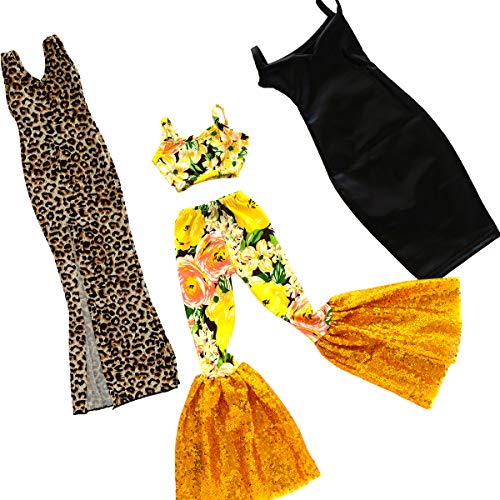 Ecore Fun 3 Sets 28 Inch Fashion Doll Clothes Casual Outfits Dresses For 28 Inch Girl Doll Clothes, Fashion Floral Printed Leopard 28 Inch Doll Clothing #TOP5