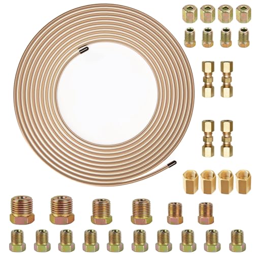 32.5ft / 10m 3/16 Brake Pipe Fittings Kit for Automotive Brake Line Set (Kit 1)