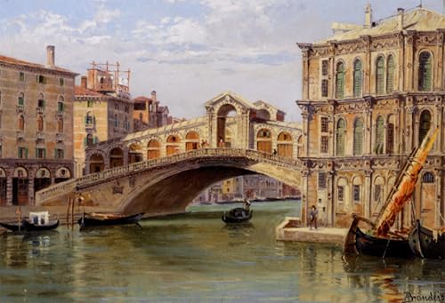 Tableau Toile Pont du Rialto Brandeis pour Habiller un Mur Vide 60x90cm