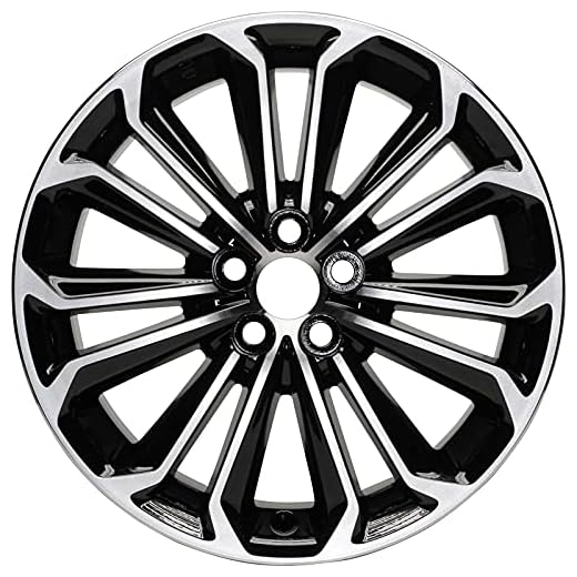 New 17x7" 17 Inch Black and Machined Aluminum Alloy Wheel Rim Fits Toyota Corolla S, 2014 2015 2016 | ALY75152U45N | Direct Fit - OE Stock Specs