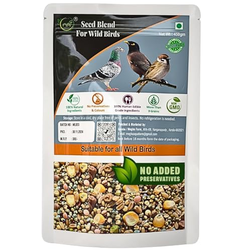 Image of Bird Food for Wild Birds,Premium Seed Mix of 11 Grains & Nuts, Bird Food Refill Pack for Bird Feeder, Mix Seeds for Outside Wild Birds, Pigeons,Indian Parrot, Doves, 450 Gram