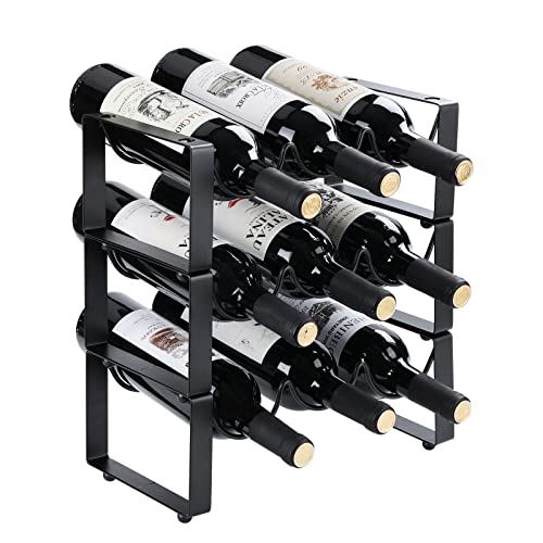 Scdgrw Wine Racks Countertop 3 Tier Stackable Wine Rack Tabletop Metal Wine Storage Stand, Cabinet Wine Holder Wine Storage Shelf, Hold 9 Wine Bottles, Bottle Storage Racks Fit Bar, Cabinet #TOP2