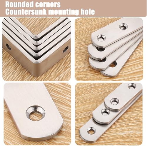Image of 18-Pack L Shape Corner Brackets, Stainless Steel Metal Angle Braces for Wood Furniture, Heavy Duty Black 2 inch Shelf Bracket with Long Screws for Household Project (L Shape Silver)
