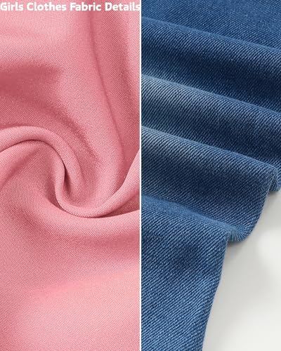 Image of XUANHAO Toddler Girls Clothes Puff Sleeve Smocked Shirt Flare Jeans Pant Outfits for Girl Bell Bottom Kids Girls Clothing Set
