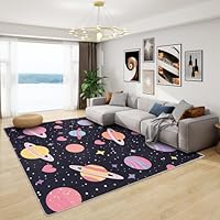 Space Rugs for Kids Bedroom - Girls Planet Galaxy Rug, Boys Universe Rugs for Living Room Bedroom, Washable Non Slip Soft Small Carpet, Patterned Area Rugs & Home Decor 40x60 cm
