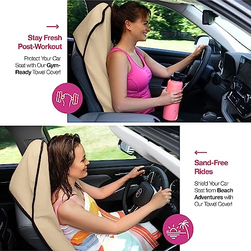 Lebogner Waterproof Sweating Car Seat Cover For Post Gym Workout, Running, Swimming, Beach And Hiking, Universal Fit Anti-Slip Bucket Seat Protector For Cars, Suvs And Trucks, Machine Washable, Beige #TOP2