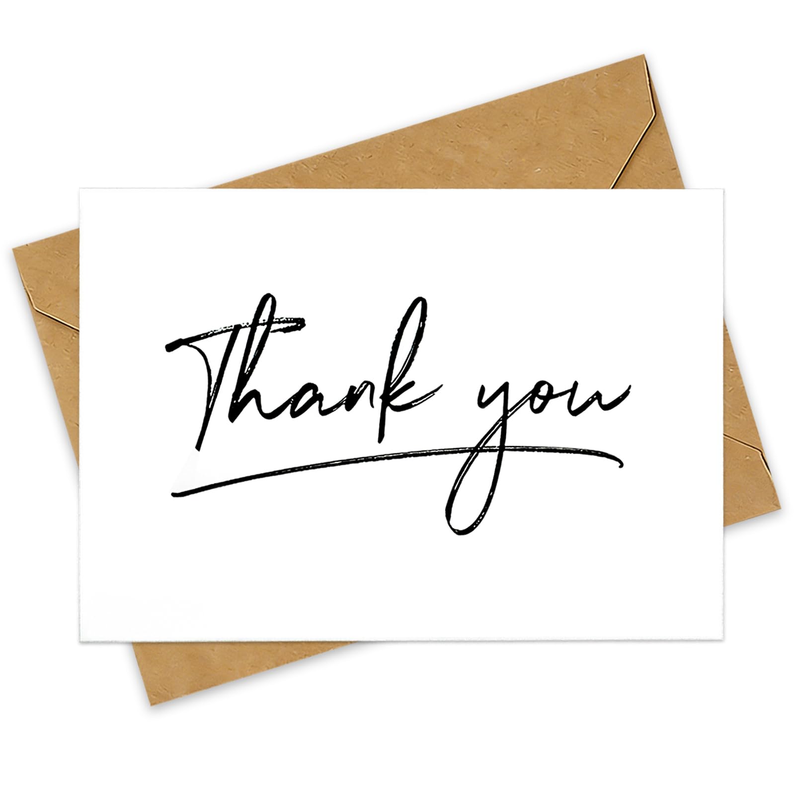 LYINUR 24 Pack Thank You Cards with 24 Brown Envelopes and 40 Kraft Sealing Stickers, Thank You Cards Multipack for Teacher, Small Business, Wedding, Graduation, Christmas - 15.2 x 10.2 cm