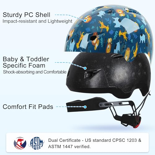 Image of Toddler Helmet, Baby Infant Kids Bike Helmet for Kids Age 1-3 /2-4 /3-5 /5-8 Adjustable Toddler Bike Helmets for Boys Girls for Scooter Skateboard Cycling